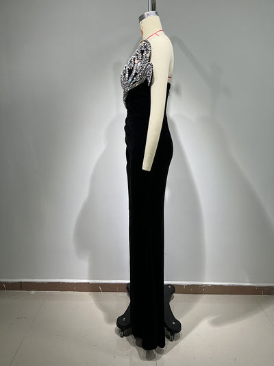 Vestido Elegante con Brillantes y Abertura Alta - Image 26