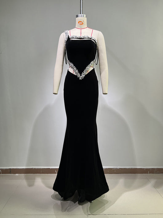 Vestido Asimétrico con Hombro Único y Detalles de Diamantes - Image 26