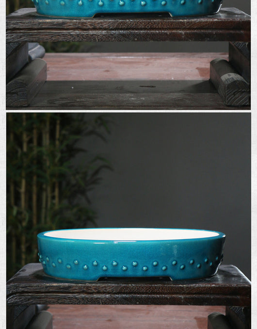 Maceta de Bonsái Cerámica Púrpura con Diseño Ovalado y Tambor - Image 26