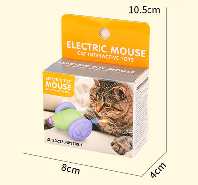Green and purple mouse pet toy with wheels, USB rechargeable and luminous, shown with a white charging cable. - Image 6