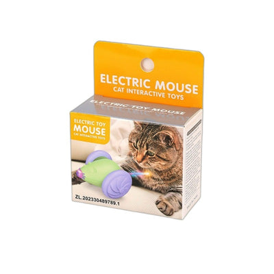 Green and purple mouse pet toy with wheels, USB rechargeable and luminous, shown with a white charging cable. - Image 11