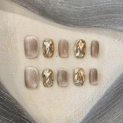 Uñas Postizas con Cristales Brillantes Estilo Felino - Diseño Lujoso y Elegante - Image 11