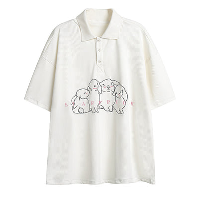 Polo Manga Corta con Bordado de Conejo para Hombre - Image 24