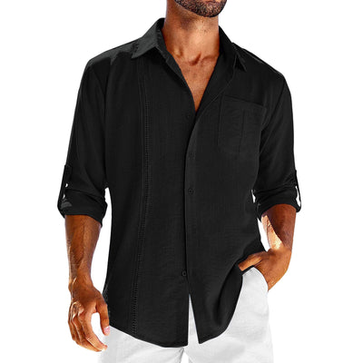 Camisa Polo Casual de Manga Larga con Bolsillo y Cuello Encaje para Hombre - Image 13