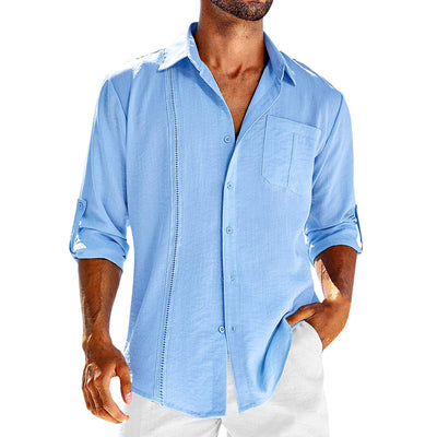 Camisa Polo Casual de Manga Larga con Bolsillo y Cuello Encaje para Hombre - Image 15