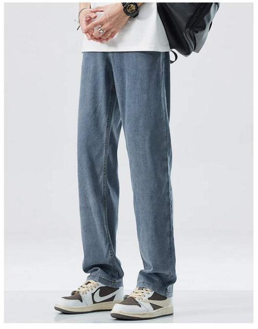 Jeans Rectos Holgados en Seda de Hielo para Hombre - Image 23