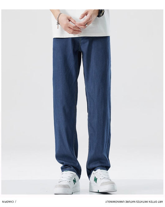 Jeans Rectos Holgados en Seda de Hielo para Hombre - Image 27