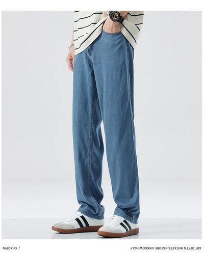 Jeans Rectos Holgados en Seda de Hielo para Hombre - Image 28