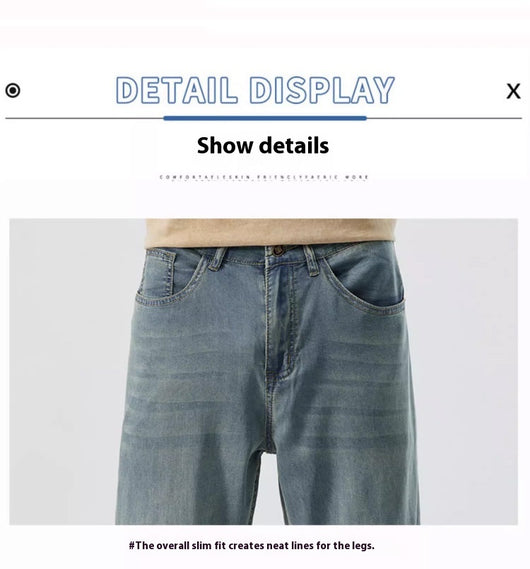 Jeans Rectos Holgados en Seda de Hielo para Hombre - Image 29