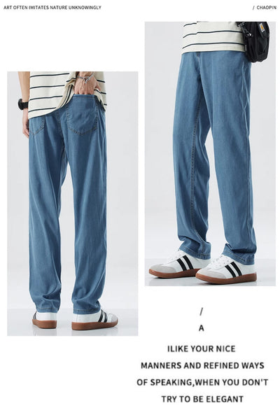 Jeans Rectos Holgados en Seda de Hielo para Hombre - Image 32