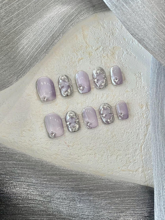 Adhesivos de Uñas Cortas Púrpura Claro Bucheriti - Image 12