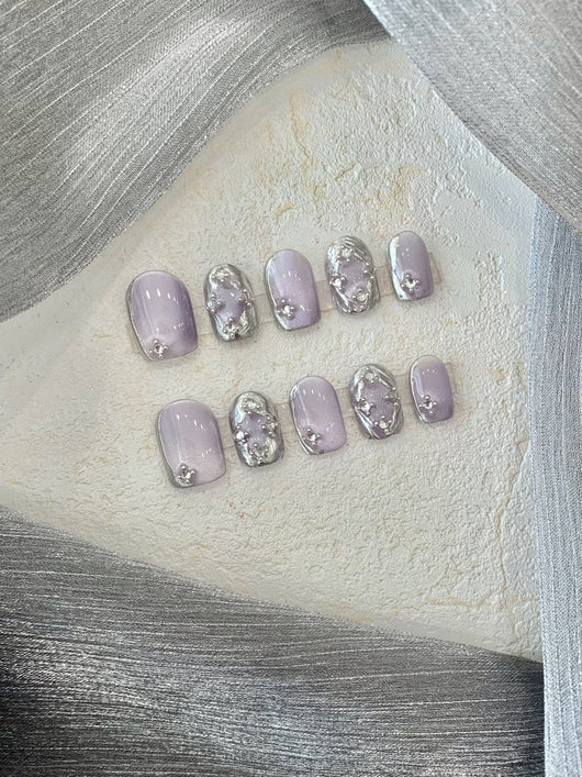 Adhesivos de Uñas Cortas Púrpura Claro Bucheriti - Image 13