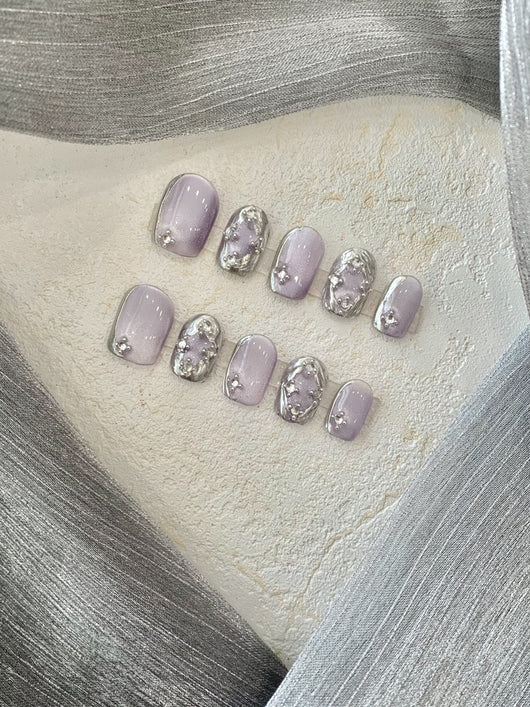 Adhesivos de Uñas Cortas Púrpura Claro Bucheriti - Image 17