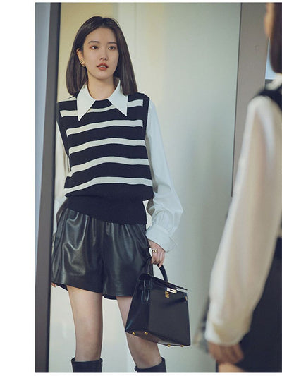 Shorts de Cuero Sueltos y Rectos para Mujer - Image 14