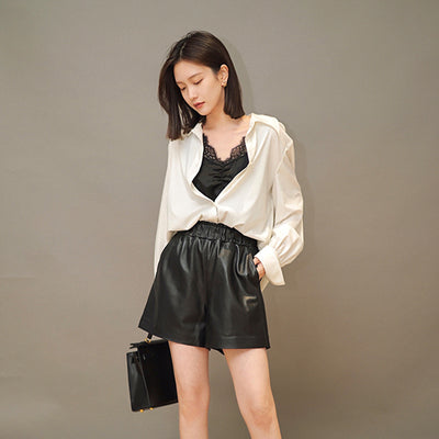 Shorts de Cuero Sueltos y Rectos para Mujer - Image 17