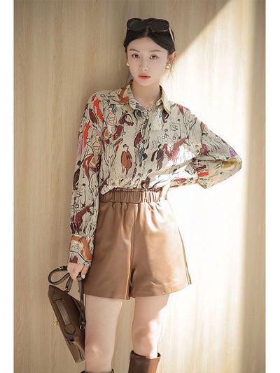 Shorts de Cuero Sueltos y Rectos para Mujer - Image 18