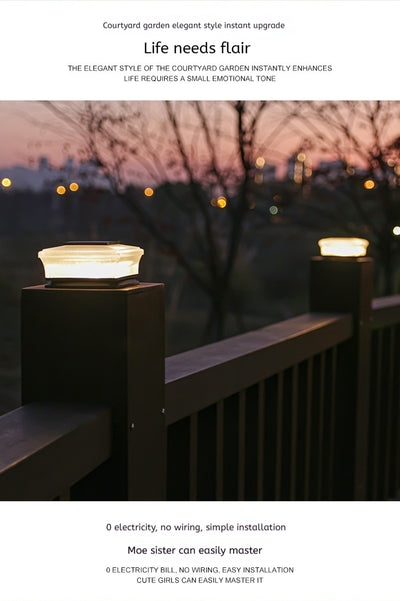 Luminarias Solares de Columna Cuadrada para Patios y Jardines - Image 21