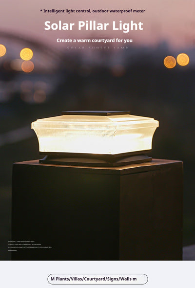 Luminarias Solares de Columna Cuadrada para Patios y Jardines - Image 24