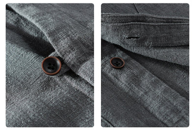 Camisa de Lino Ramio Suelta Casual con Cuello de Pie Estilo Nacional - Image 14