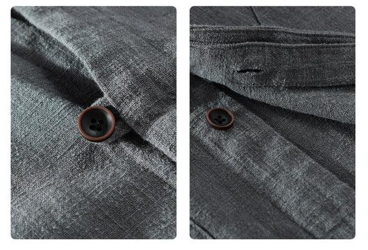 Camisa de Lino Ramio Suelta Casual con Cuello de Pie Estilo Nacional - Image 14