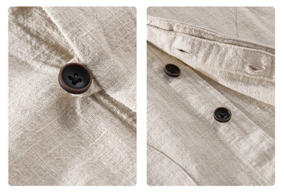 Camisa de Lino Ramio Suelta Casual con Cuello de Pie Estilo Nacional - Image 16