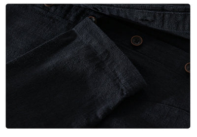 Camisa de Lino Ramio Suelta Casual con Cuello de Pie Estilo Nacional - Image 19