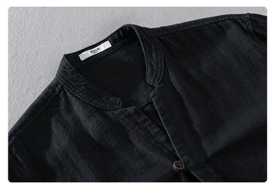 Camisa de Lino Ramio Suelta Casual con Cuello de Pie Estilo Nacional - Image 20