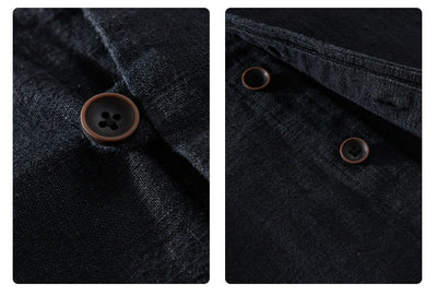 Camisa de Lino Ramio Suelta Casual con Cuello de Pie Estilo Nacional - Image 22