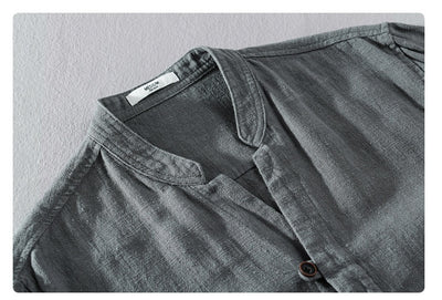 Camisa de Lino Ramio Suelta Casual con Cuello de Pie Estilo Nacional - Image 23