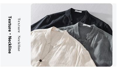 Camisa de Lino Ramio Suelta Casual con Cuello de Pie Estilo Nacional - Image 27