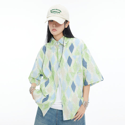 Camisa Cuadros Manga Corta Suelta Unisex - Image 20