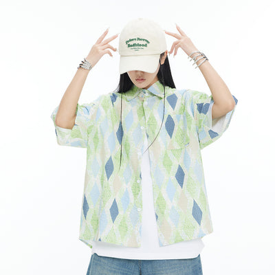 Camisa Cuadros Manga Corta Suelta Unisex - Image 23