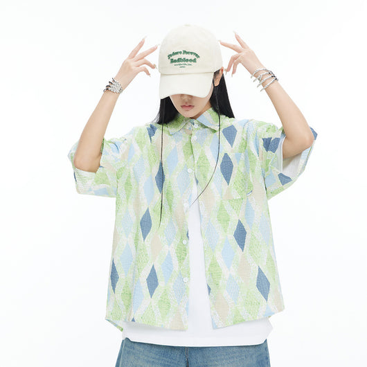 Camisa Cuadros Manga Corta Suelta Unisex - Image 23