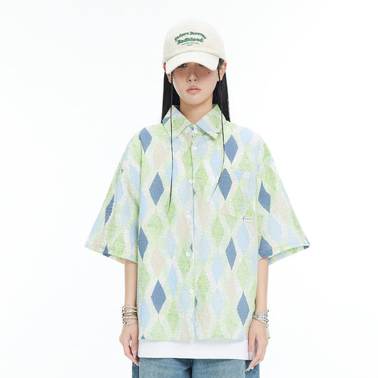Camisa Cuadros Manga Corta Suelta Unisex - Image 29