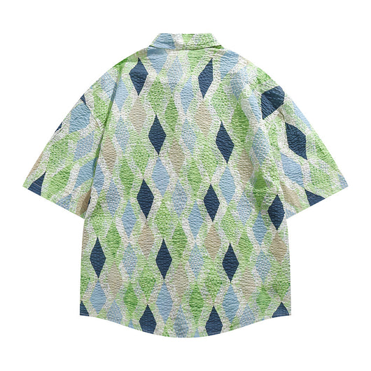Camisa Cuadros Manga Corta Suelta Unisex - Image 30