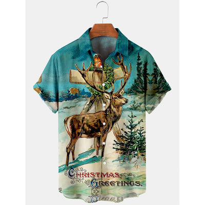 Playera Navideña 3D Estampada Talla Europea para Hombre - Image 21