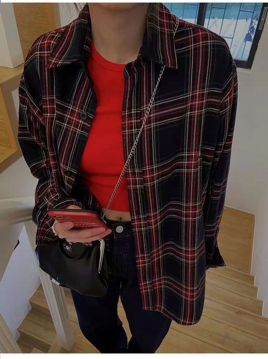 Camisa Cuadriculada Suelta y Fresca para Mujer - Image 22