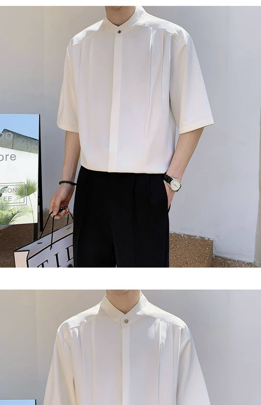 Camisa Casual de Verano para Hombre con Cuello Mao Premium - Image 10