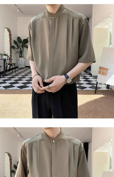 Camisa Casual de Verano para Hombre con Cuello Mao Premium - Image 12