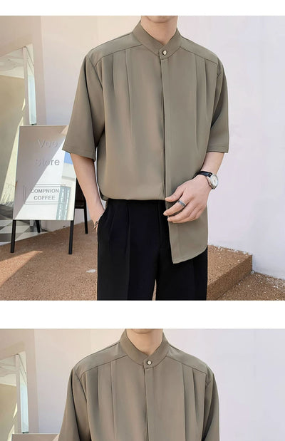 Camisa Casual de Verano para Hombre con Cuello Mao Premium - Image 13
