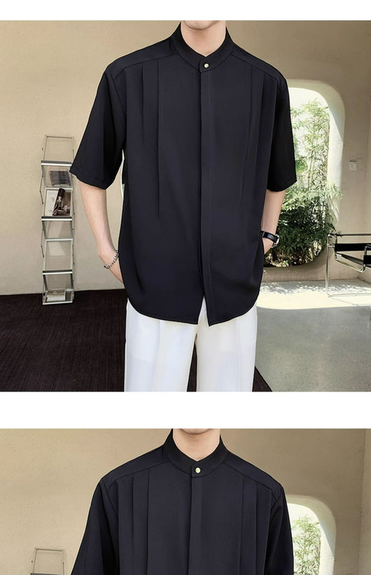 Camisa Casual de Verano para Hombre con Cuello Mao Premium - Image 14