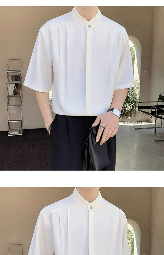 Camisa Casual de Verano para Hombre con Cuello Mao Premium - Image 16