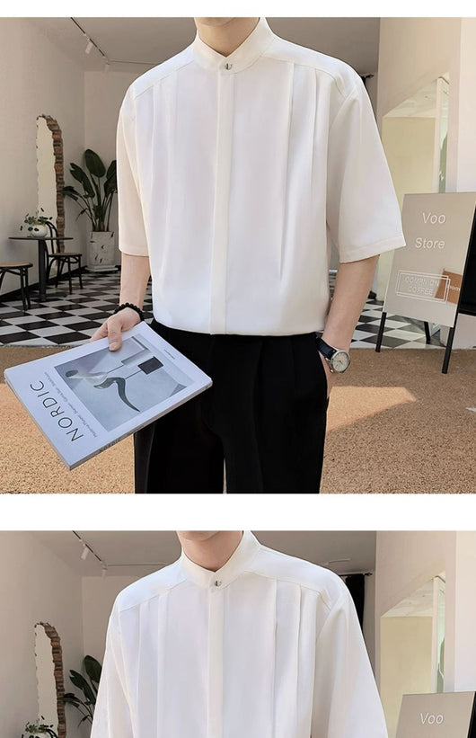Camisa Casual de Verano para Hombre con Cuello Mao Premium - Image 19
