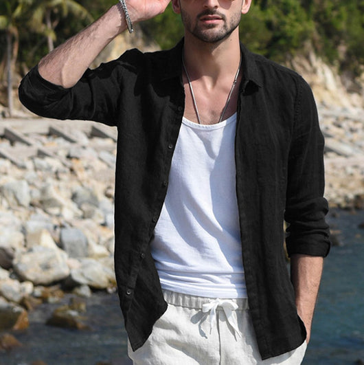 Camisa Casual de Algodón y Lino para Hombre - Manga Larga Otoño Invierno - Image 13