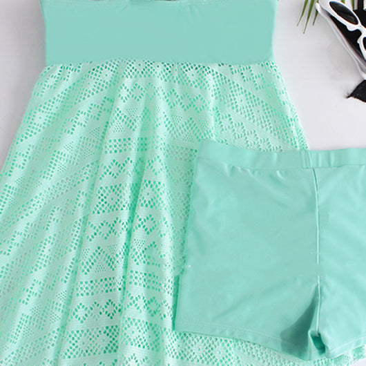Traje de Baño Enterizo Encaje Liso Versión Coreana - Image 27