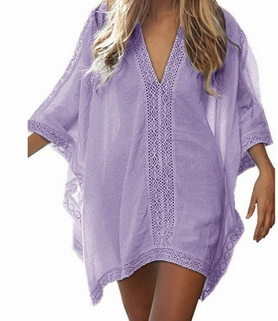 Blusa de Playa Bikini con Encaje Patchwork y Protección Solar - Image 8