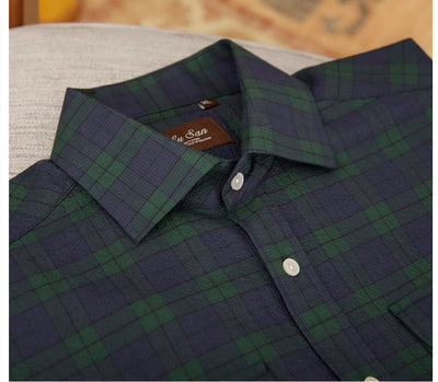 Camisa Casual de Cuadros Seersucker para Verano - Image 21