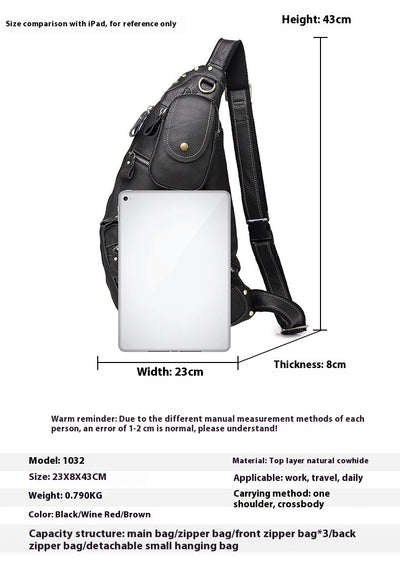 Bolsa Mensajero de Cuero Genuino Estilo Retro con Gran Capacidad para Hombre - Image 21