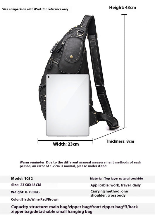 Bolsa Mensajero de Cuero Genuino Estilo Retro con Gran Capacidad para Hombre - Image 21