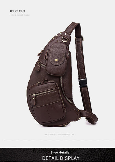 Bolsa Mensajero de Cuero Genuino Estilo Retro con Gran Capacidad para Hombre - Image 27